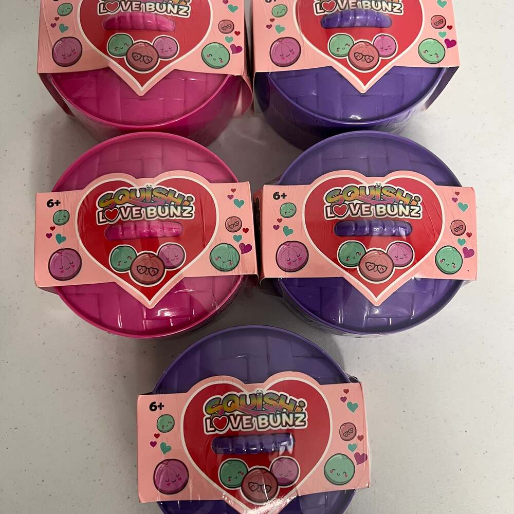 Lot of 5 Squishi Love Bunz Mystery Plush Collectible Baskets - NIB- Viral TikTok